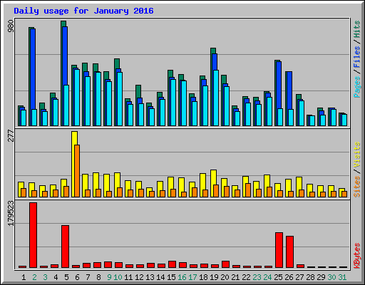 Daily usage for January 2016