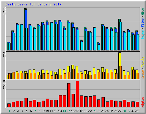 Daily usage for January 2017