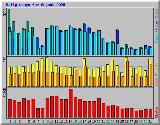 Daily usage for August 2020