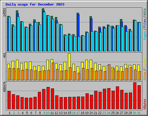 Daily usage for December 2023