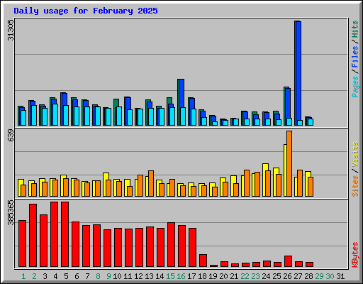 Daily usage for February 2025