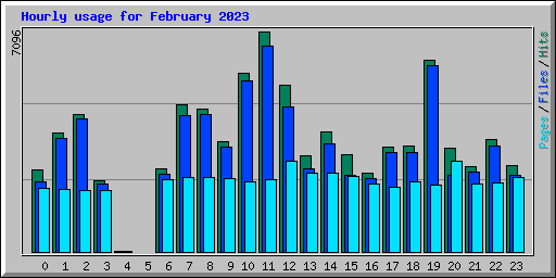 Hourly usage for February 2023